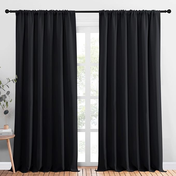 NICETOWN Black Blackout Curtain Blinds