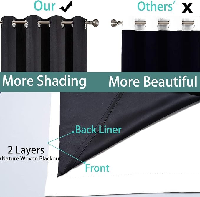 Yakamok Extra Wide Blackout Full Shading Curtains