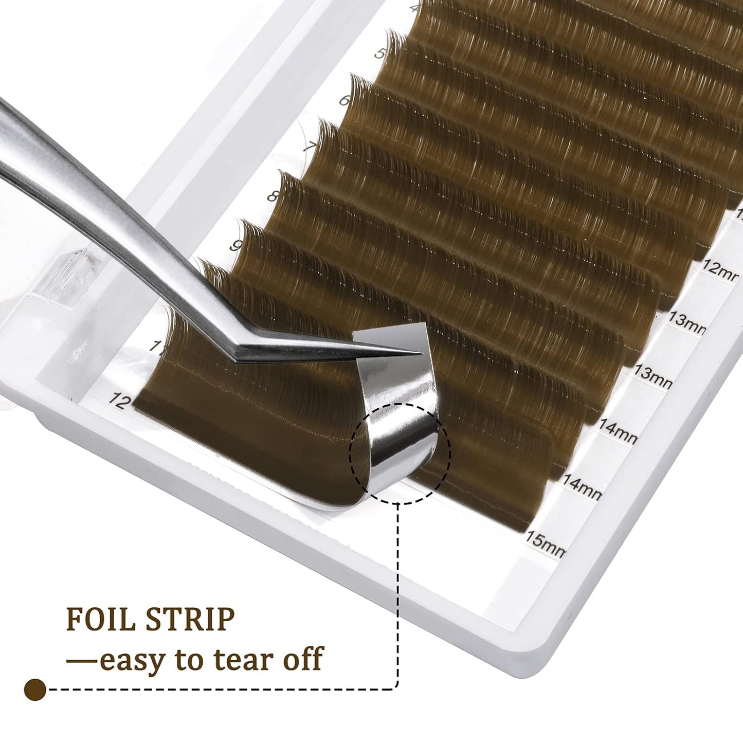 QUEWEL Easy Fan Volume Lashes .07 D Curl Brown 9-16mm Mixed Lash Tray Color Extensions Self Fanning 2D-10D Eyelash Extensions (Brown 0.07 D 9-16mm)