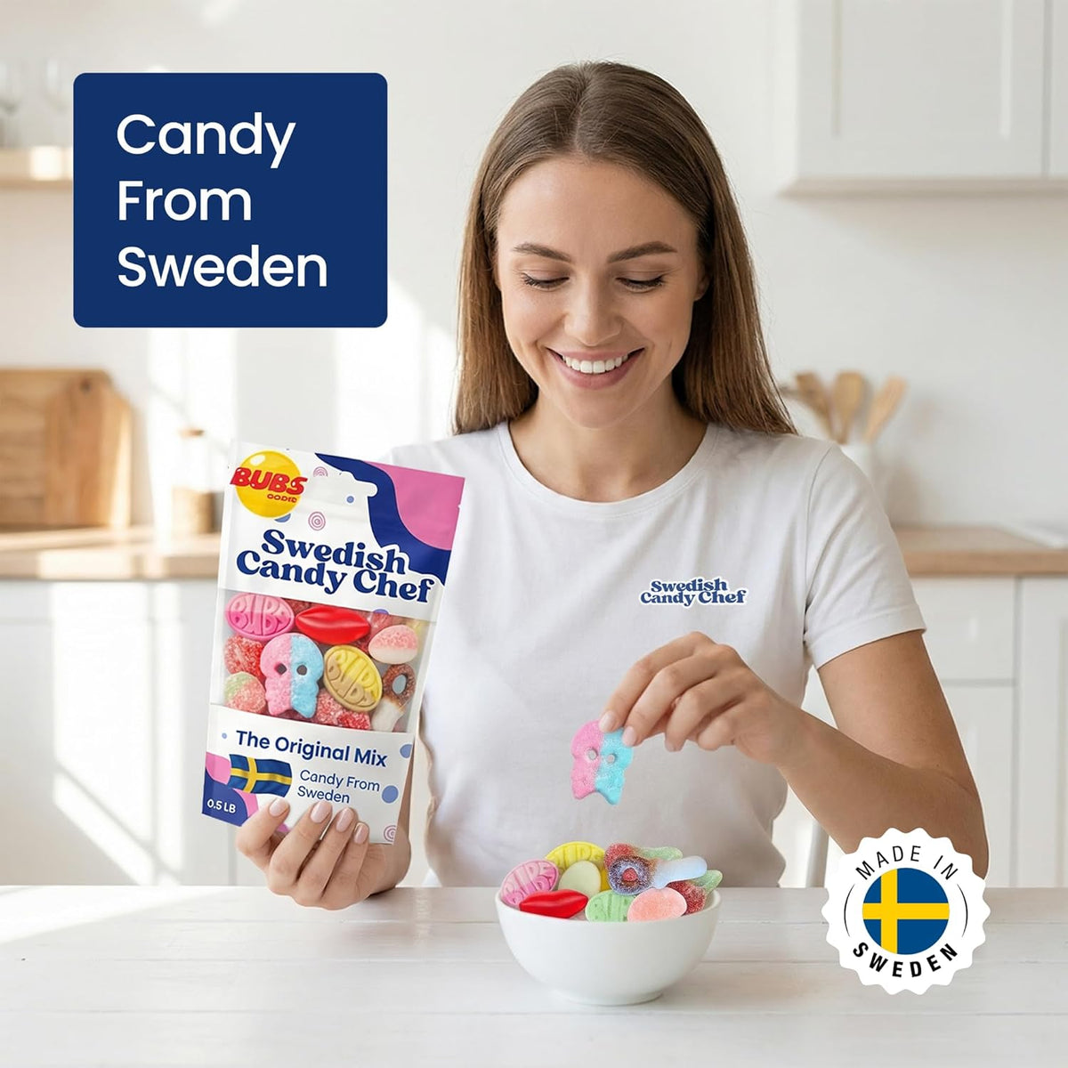 Swedish Candy Chef - Bubs Swedish Candy Mix – Sweet & Sour Gummies – Big Ovals, Skulls & More – 1/2 Pound Assorted Scandinavian Treats Imported from Sweden