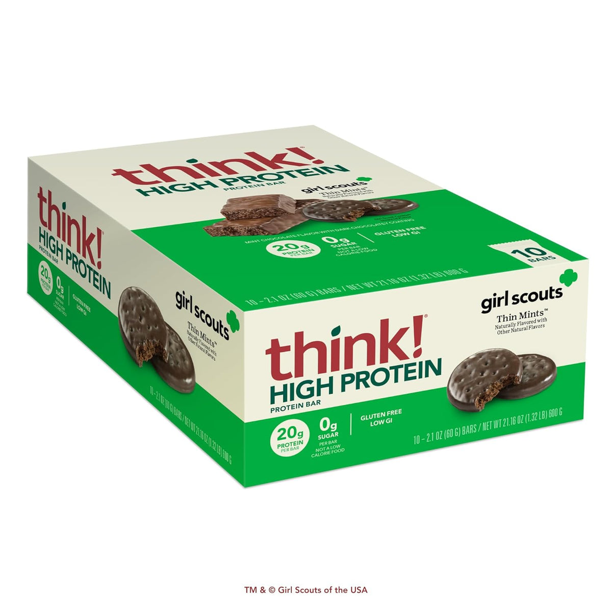 think! Protein Bars, High Protein Snacks, Gluten Free, Kosher Friendly, Creamy Peanut Butter, Nutrition Bars, 2.1 Oz per Bar, 12 Count (Packaging May Vary)