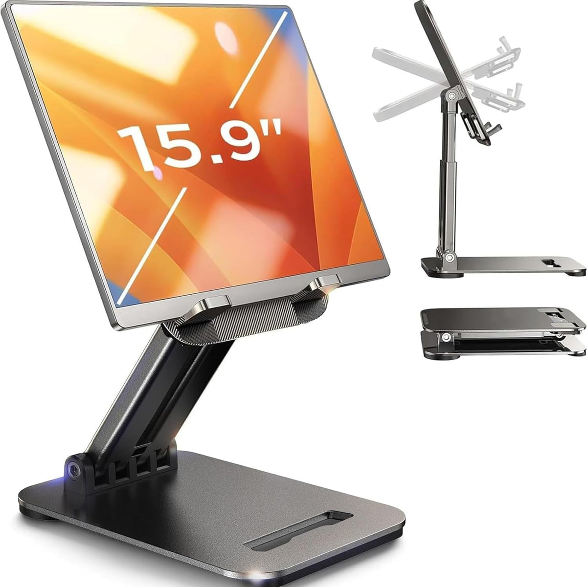 LISEN for iPad Stand Tablet Holder for Desk- Foldable Office Gifts for Men Women Desk Accessories, Home Gadgets Essentials Portable Monitor Stand for iPad a16 Accessories Bed Kindle Fire 4-15.9"