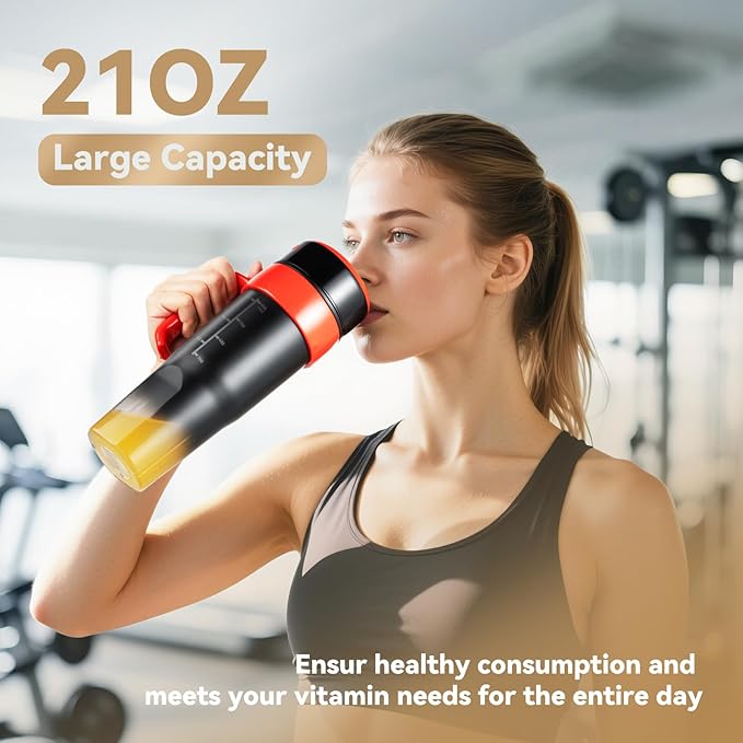 Personal Blender for Shakes and Smoothies with 6 Blades, 21oz(600ml) Personal Size Juicer USB-C Rechargeable with Straw Brush&Lid, for Home, Gym, Travel, Kitchen (Black)
