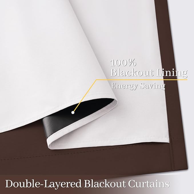 Yakamok 100% Blackout Curtain Panels 84 inches Cold and Light Blocking Drapes
