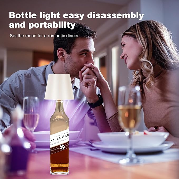 2025 New Wireless Bottle Lamp,RGB LED Bottle Light with Remote Dimmable(RGB White, 1pc)