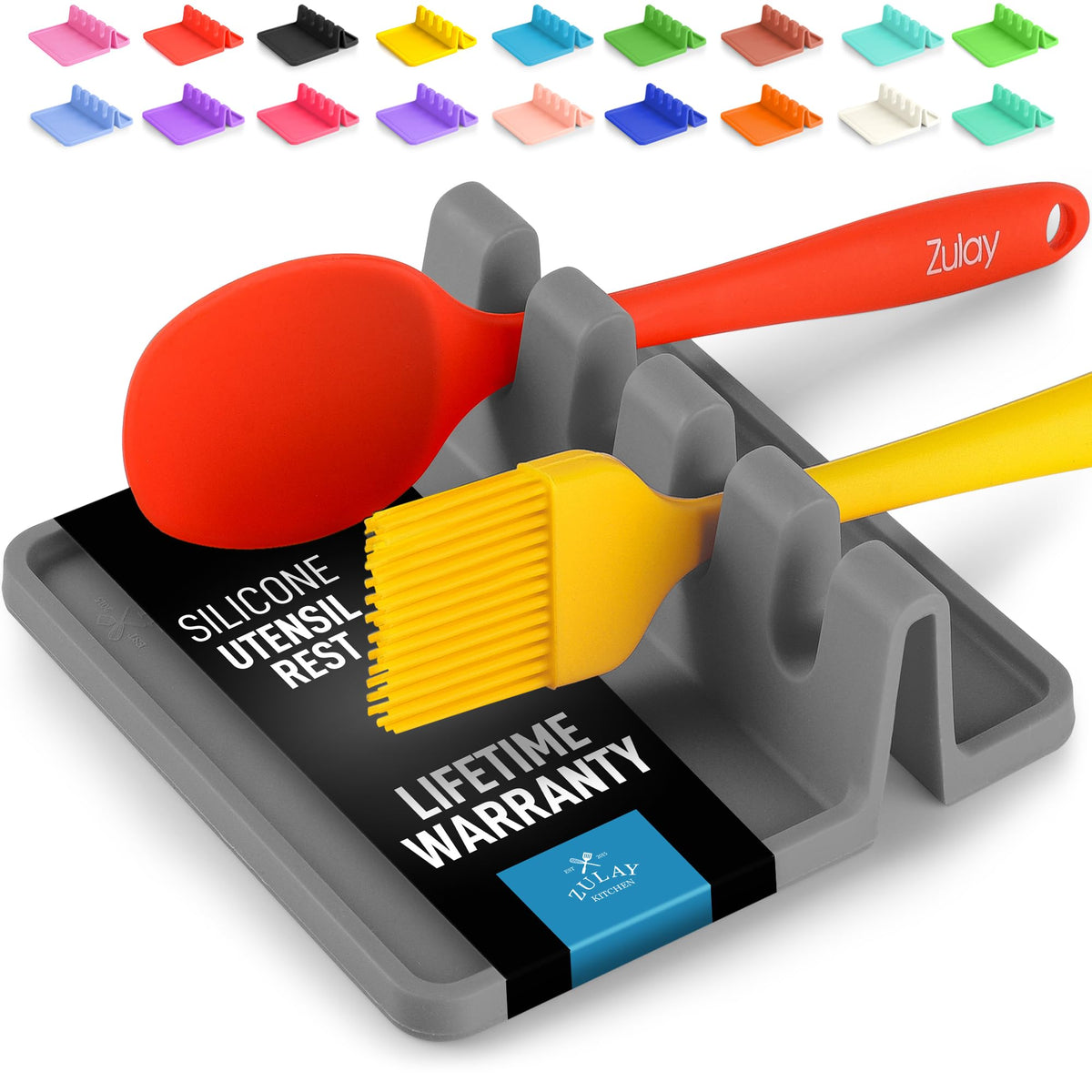 Zulay Kitchen Spoon Rest for Multiple Utensils High Heat-Resistant Silicone Drip Pad, BPA-Free Spoon Holder for Stove Top, Kitchen Gadget Holder for Ladles, Tongs, Cooking Spatula - Makes Great Gift