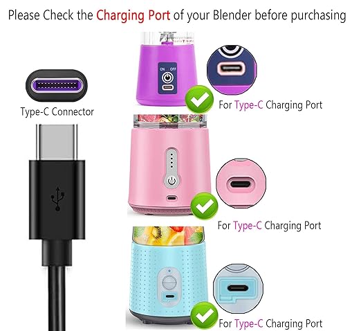 Boda Portable Blender Charger Cord, USB Charging Cable Cord Compatible with PopBabies/Supkitdin/Aoozi/Mialoe/OBERLY Portable Blender Personal Size Blender