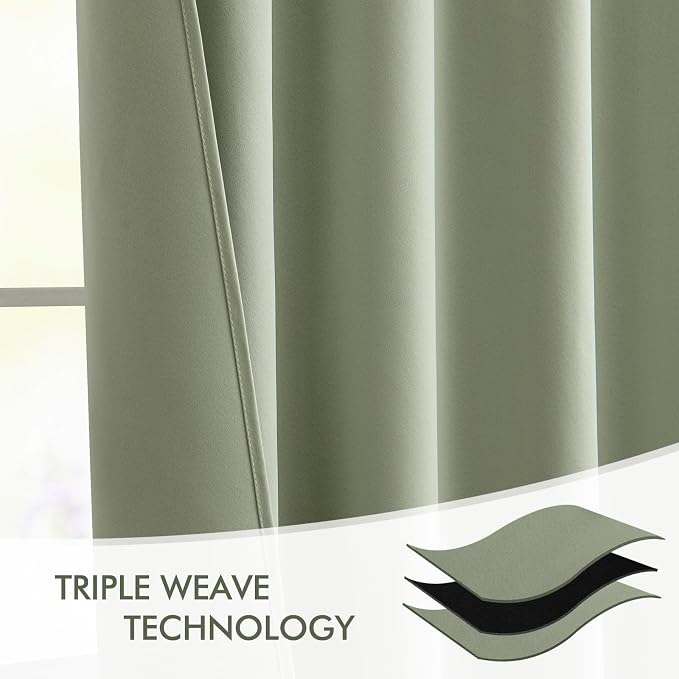 MIULEE Back Tab Sage Green Curtains 108 Inch Long 2 Panels Set