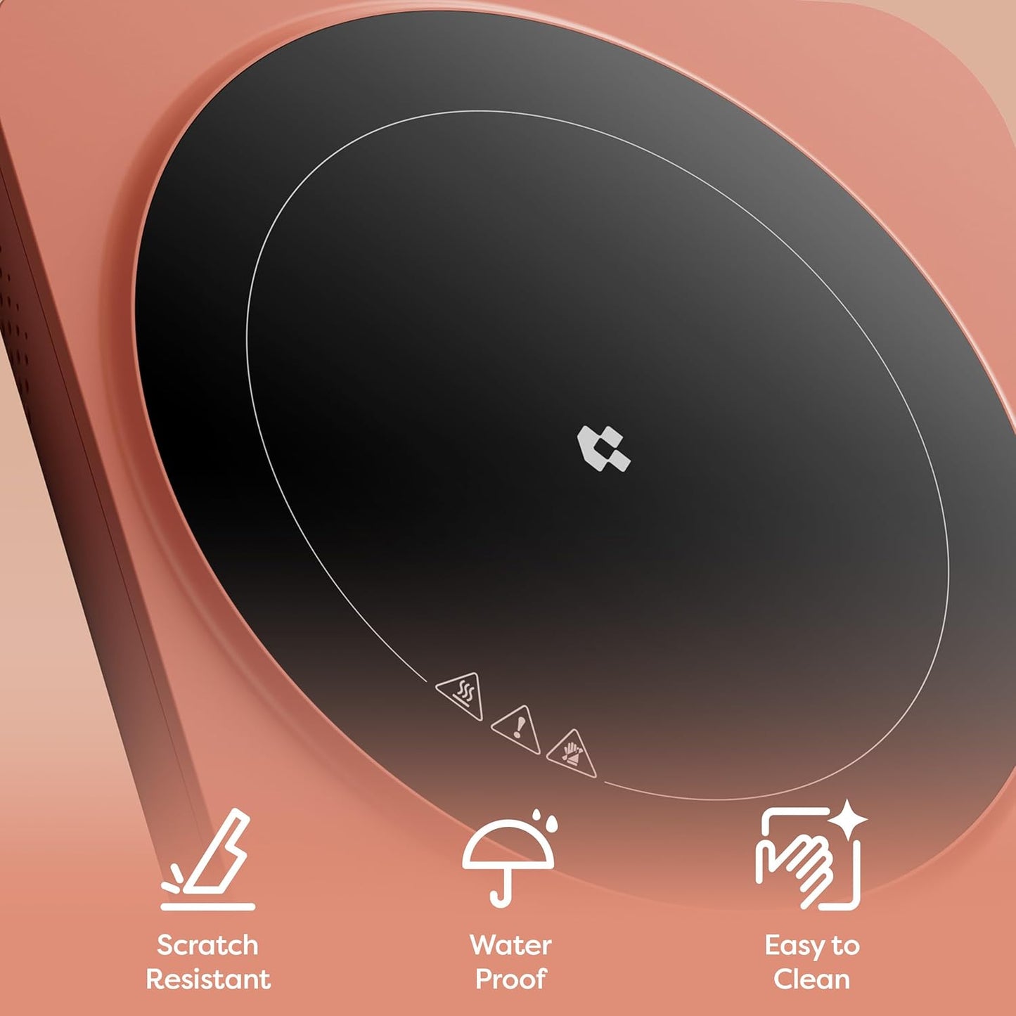 CIARRA CATIH1A-O Portable Induction Cooktop, Slim Single Electric Countertop Burner with Sensor Touch and Digital time, Orange