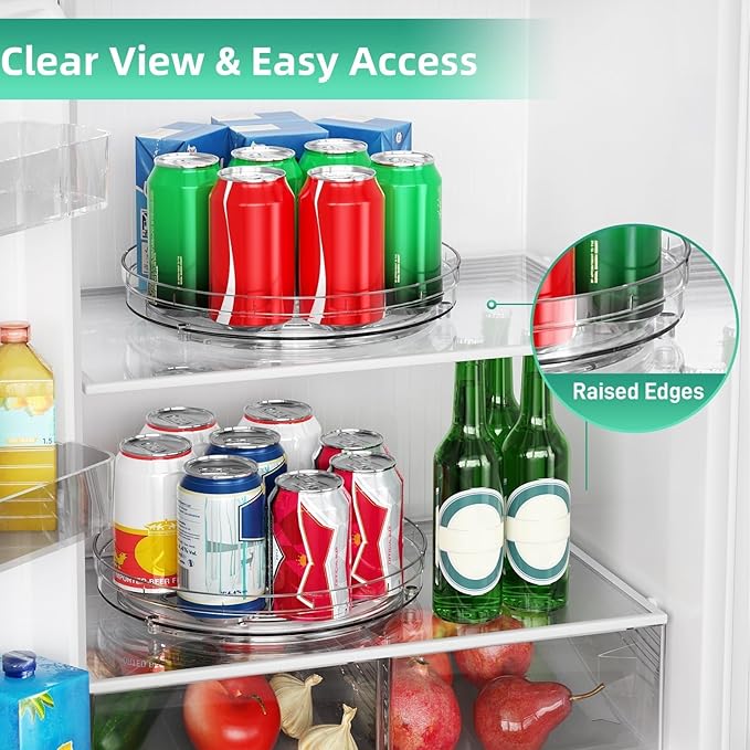 Optish 3 Pack 9.5" Lazy Susan Organizer, Pantry Organizers and Storage, Lazy Susan Turntable for Cabinet, Refrigerator, Closet, Countertop, Non-Skid Fridge Organizer