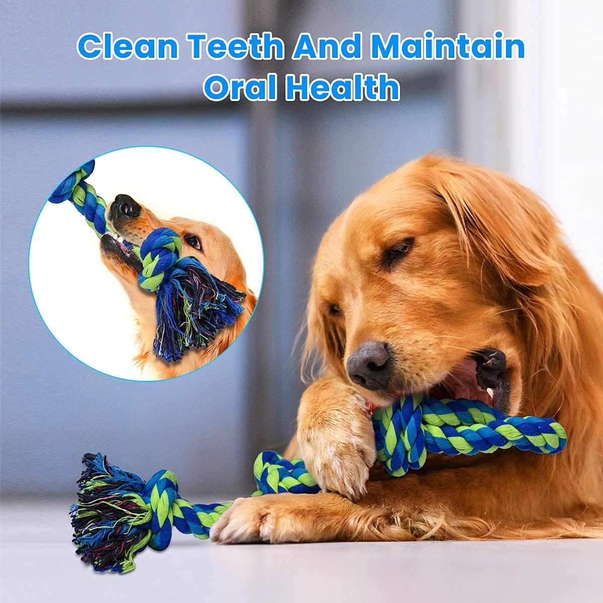 Feeko Heavy Duty Dog Rope Toys for Large Breed Aggressive Chewers, 2 Pack Indestructible Teeth Cleaning Tug of War Toy