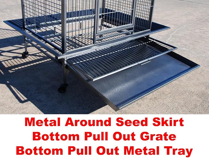 Castle PlayTop Parrot Cage - 32" W x 23" L x 66" H for Large Macaws Cockatoos African Grey Amazon (32" W x 23" L x 66" H, Black Vein)