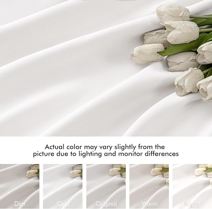 MIULEE Pure White Back Tab Light Blocking Curtains 72 Inch Length 2 Panels Set