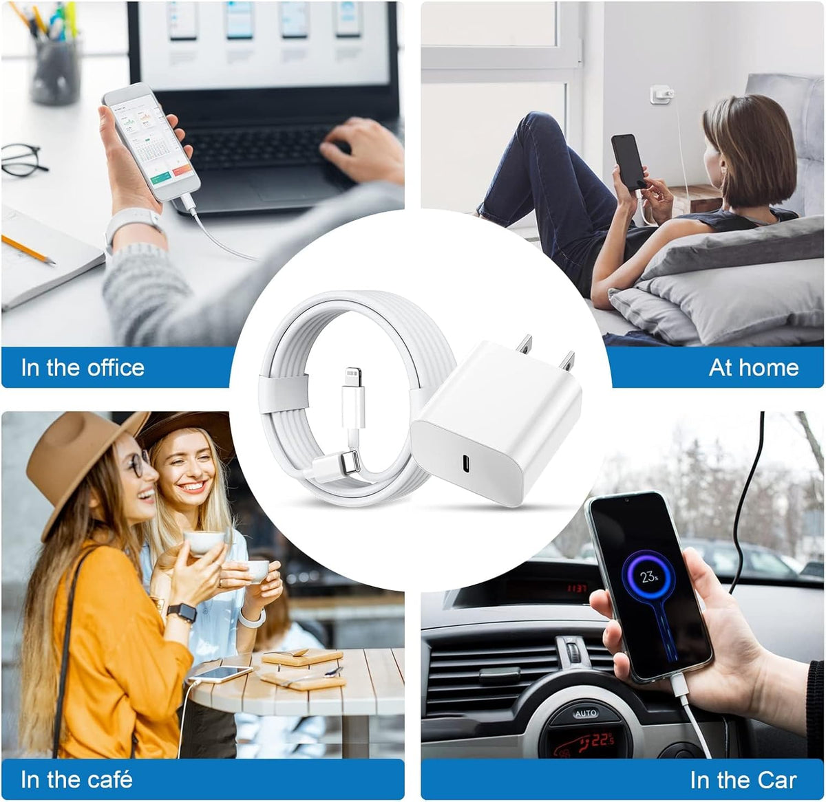 iPhone Charger Fast Charging,20W PD USB C Wall Charger 4 Pack with 6FT Fast Charging Cable - Fast Charger for iPhone 14/14 Pro Max/13/13 Pro/12/12 Pro/11/11 Pro/XS, iPad