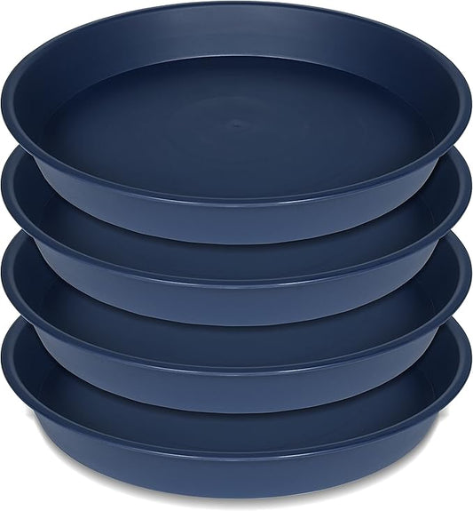 4 Pack of 16 inch Plant Saucer, Heavy Duty Round Plant Trays for Pots, Bird Bath Bowls, Plastic Plant Water Tray, Flower Plant Saucers for Indoors (16", Blue)