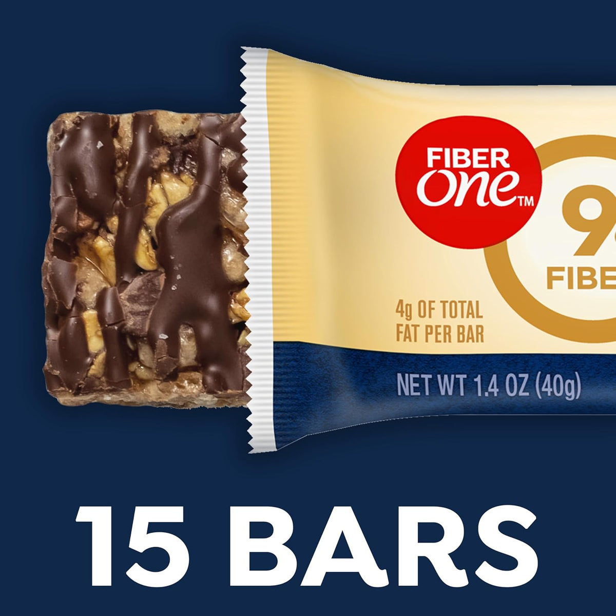 Fiber One Chewy Bars, Oats and Chocolate, Fiber Snacks, Mega Pack, 15 Ct, 21.2 oz