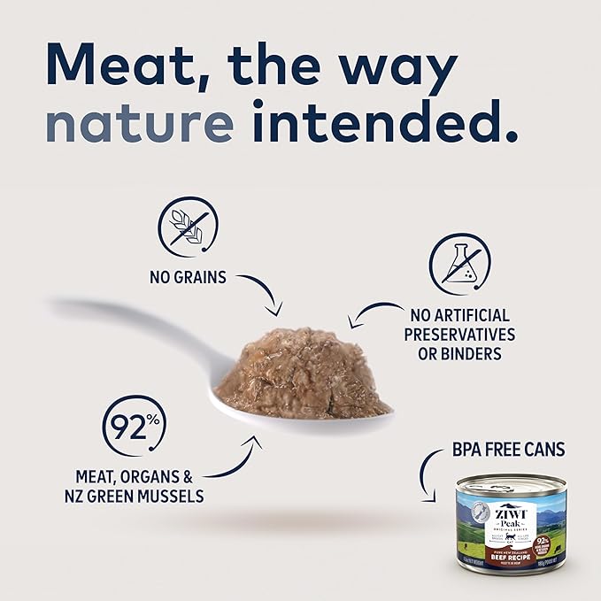 ZIWI Peak Wet Cat Food – All Natural, High Protein, Grain Free, Limited Ingredient, with Superfoods (Beef, Case of 6, 3oz Cans)