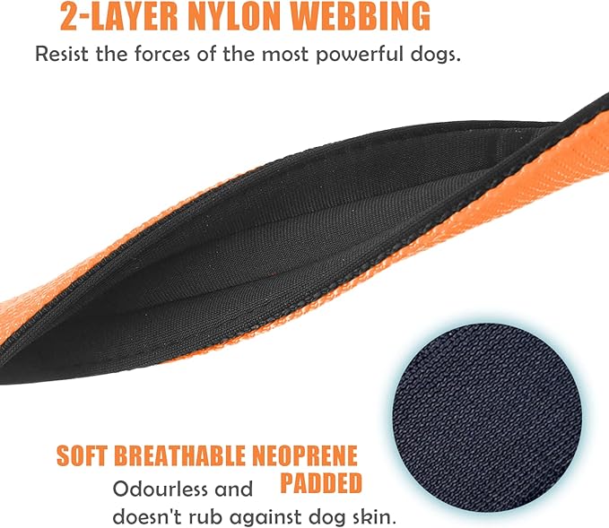 Heavy Duty Tactical Dog Collar - 1.5" Width Military Durable Thick Nylon with Adjustable Metal D Ring & Buckle Working Training K9 Collar for Medium Large Dogs (L(20"-23"), Orange)