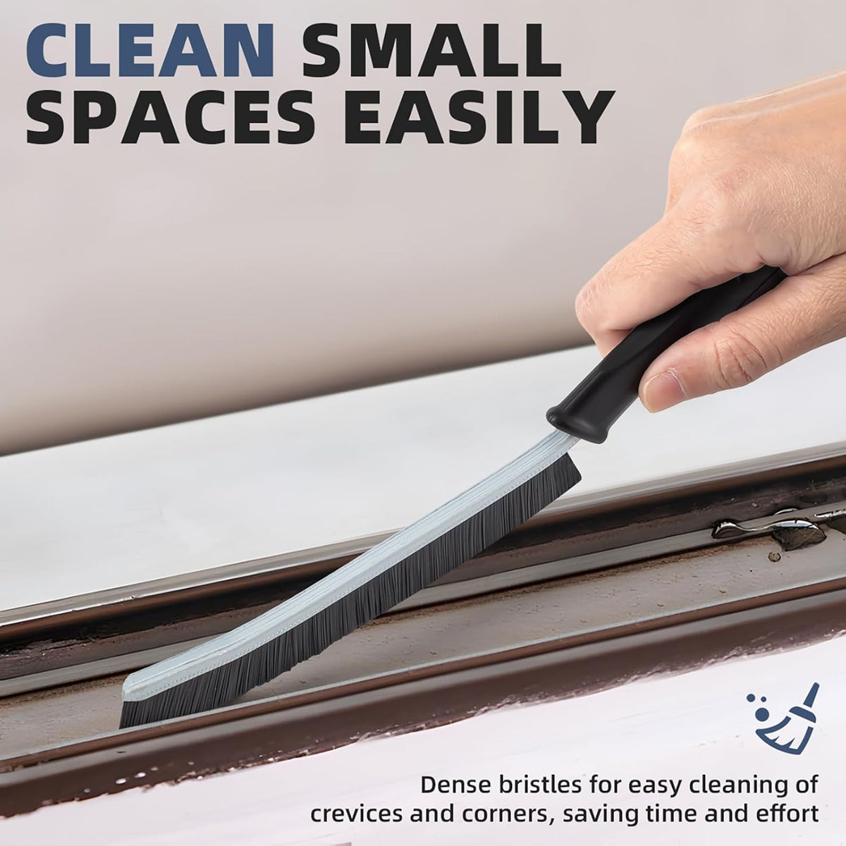 Hard Bristle Crevice Cleaning Brush - Cleaning Tools for Household Use, Multifunctional Gap Cleaning Supplies for Kitchen, Bathroom, Toilet, Window, Vehicle, Faucets, Grout, Home (Black)