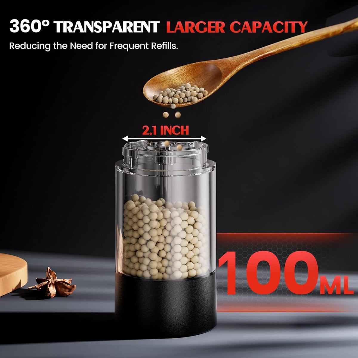 Electric Salt and Pepper Grinder Set Automatic Battery Pepper Mill Shakers Adjustable Coarseness Upgraded Larger Capacity with Led Home and Kitchen Appliances Christmas Gifts for Women