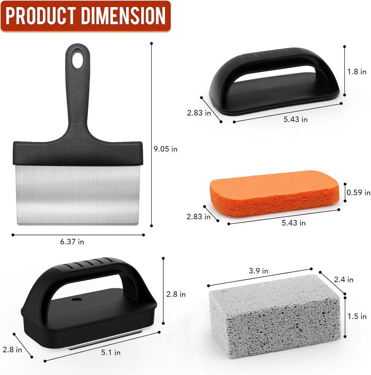 Griddle Cleaning Kit for Blackstone, Flat Top Grill Cleaning Kit with Grill Stone, Griddle Scraper & Griddle Brush Easy to Remove Stain
