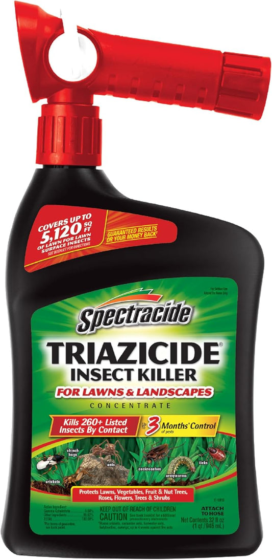 Spectracide Triazicide Insect Killer For Lawns & Landscapes Concentrate (Ready-To-Spray), Protects Lawns, Vegetables, Fruit & Nut Trees, Roses, Flowers & Shrubs, 32 fl Ounce