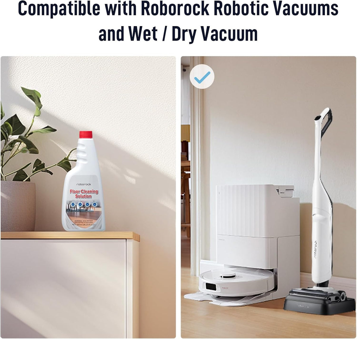 roborock Official Floor Cleaning Solution, Floor Cleaner for Hardwood Tile Hardfloor, Compatible Robot Vacuums with Mopping and Wet Dry Vacuum, 16.2 FL OZ, Dilution Ratio 1:200