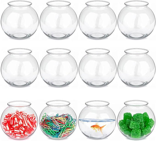 JoyServe 16 Oz Plastic Fish Bowl (48 Pack) 4 Inch Heavy Duty Plastic Ivy Bowls, for Candy, Carnival Games, Prizes, Centerpieces and Party Decoration Supplies, BPA-Free