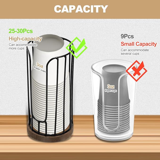 Heightened Rural Style Bathroom Cup Dispenser, 2 Pack Small Disposable Paper Cup Holder, 3oz Disposable Mouthwash Cup Storage Rack, Iron Bathroom