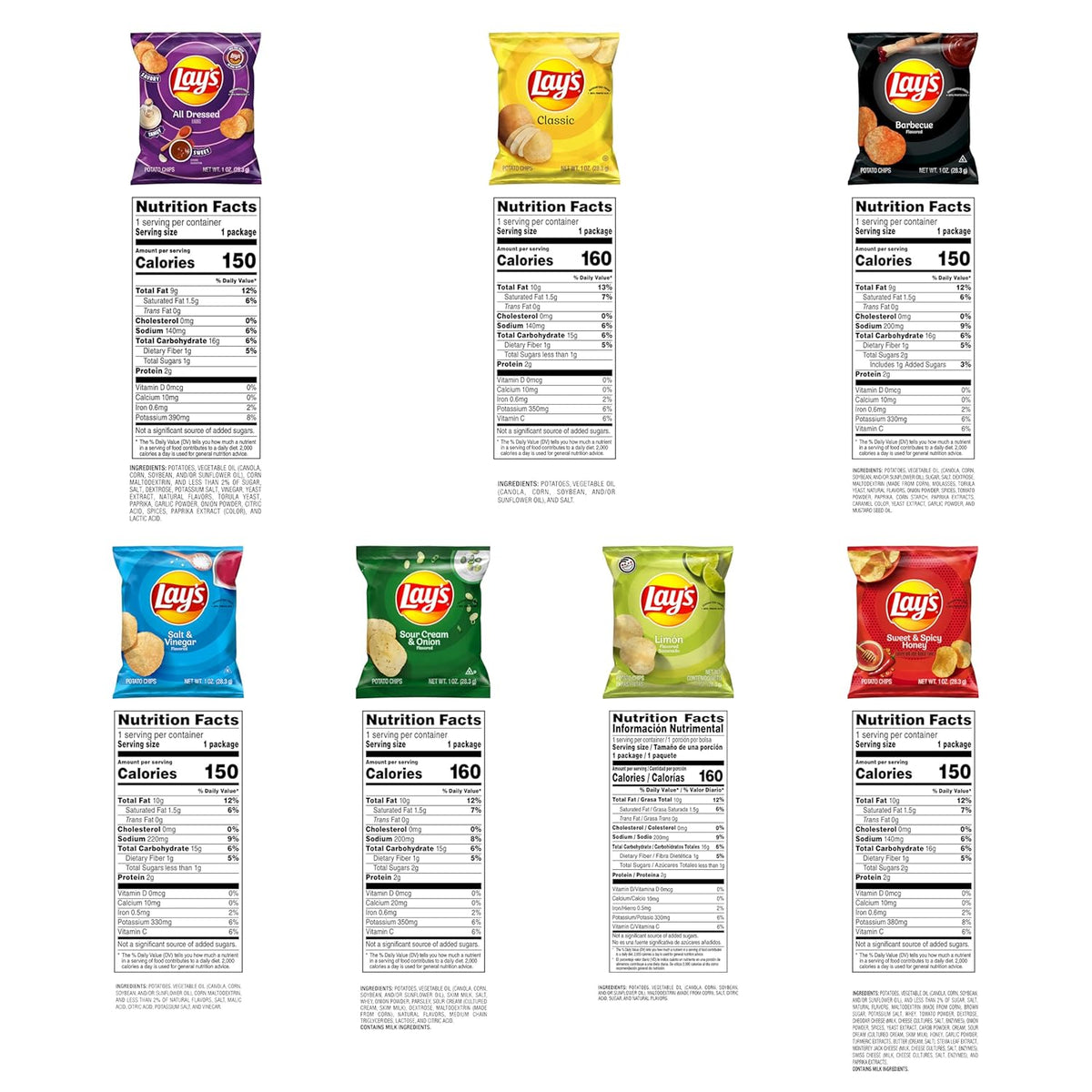 Lay's Potato Chips Variety Pack, 1 oz Bags, (21 Pack) (Packaging and Formula May Vary)