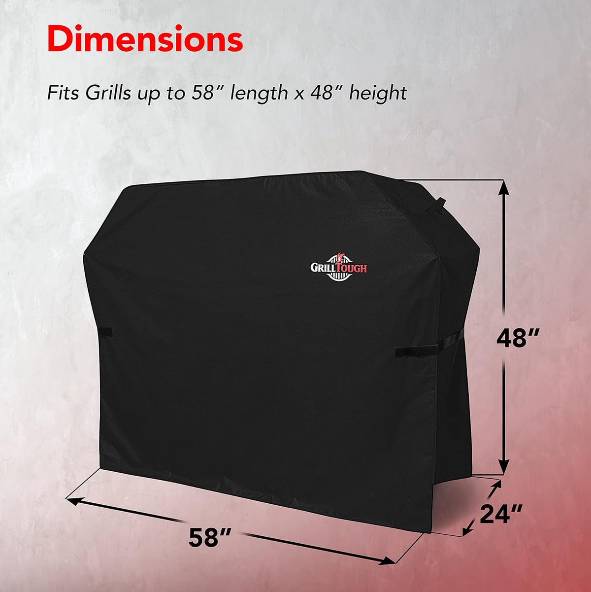 Heavy Duty BBQ Grill Cover for Outdoor Grill, 58 Inch – Waterproof, Weather Resistant, UV & Fade Resistant with Adjustable Straps – Gas Grill Cover for Weber, Genesis, Charbroil, etc. Black