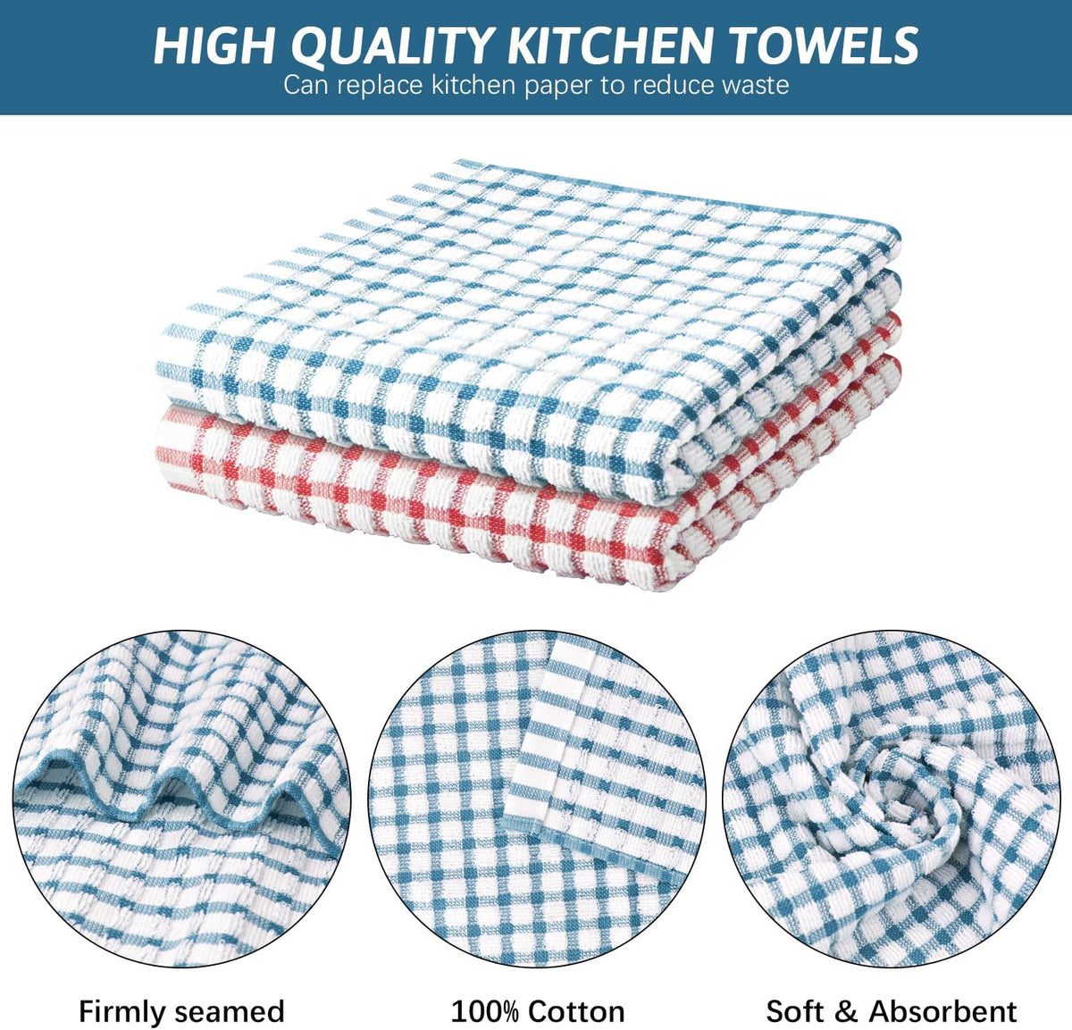 Nialnant 8 Pcs Kitchen Dish Rags,100% Cotton Soft Absorbent Quick Drying Dish Cloths for Kitchen,Washing Dishes,Cleaning rags-11 x 11In