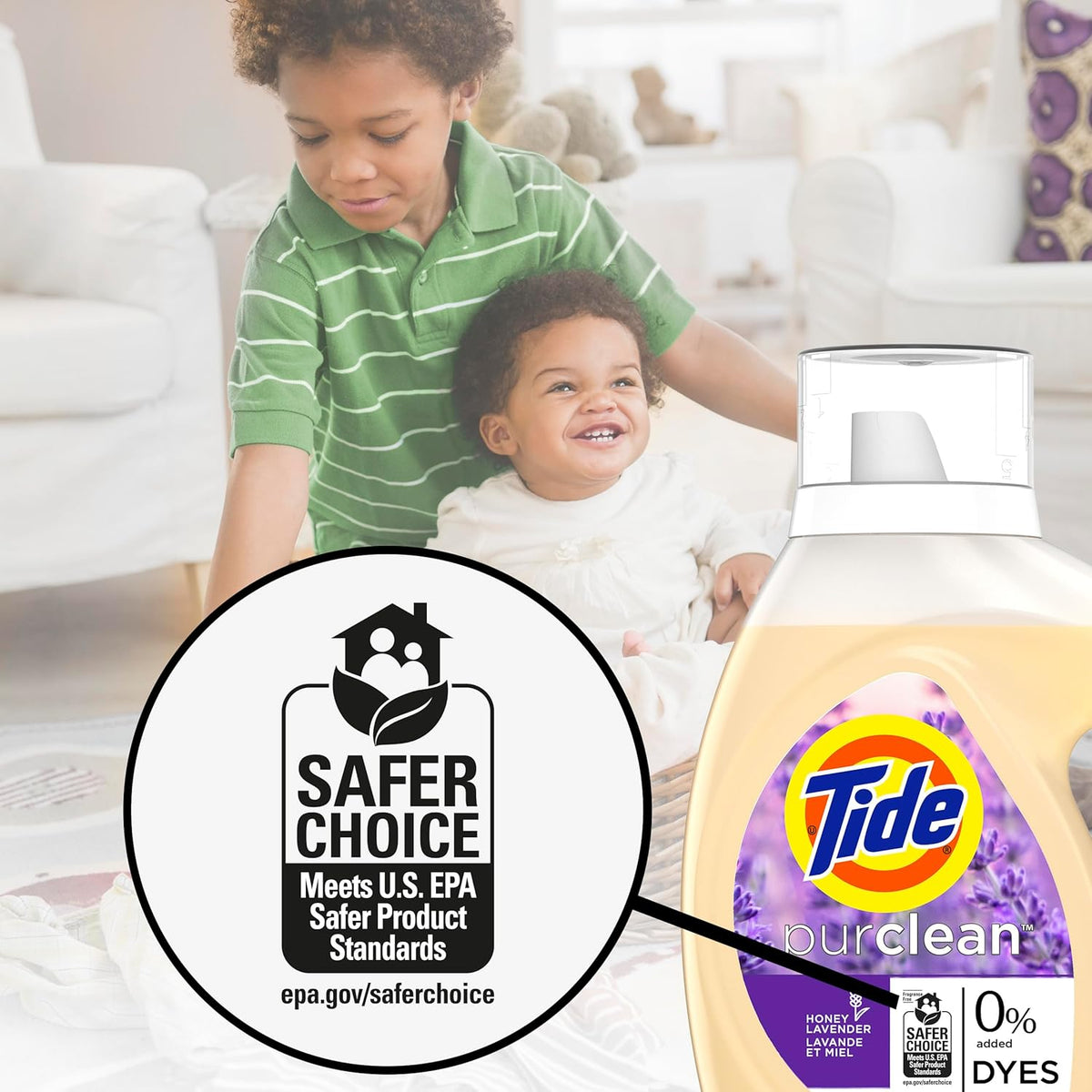 Tide Purclean Liquid Laundry Detergent, Honey Lavender Scent, 63 fl oz, 48 Loads