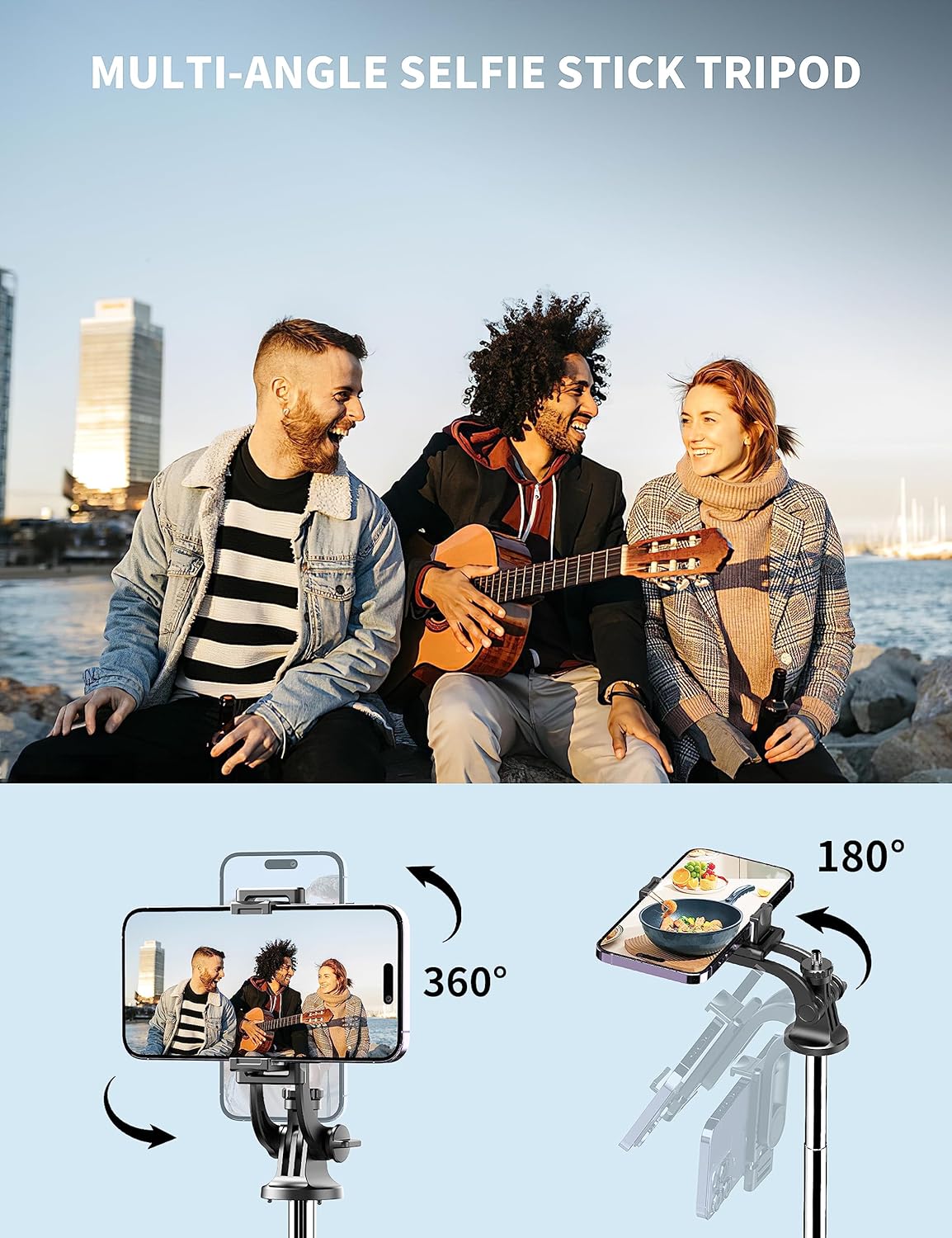 71" Phone Tripod & Selfie Stick, All in One Extendable Cell Phone Tripod with Wireless Remote, Tripods Stand for iPhone & Travel Selfie Stick 360° Rotation Compatible with iPhone Android, Camera