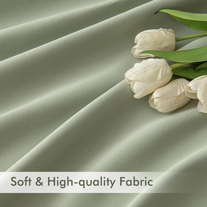 MIULEE Back Tab Sage Green Curtains 108 Inch Long 2 Panels Set