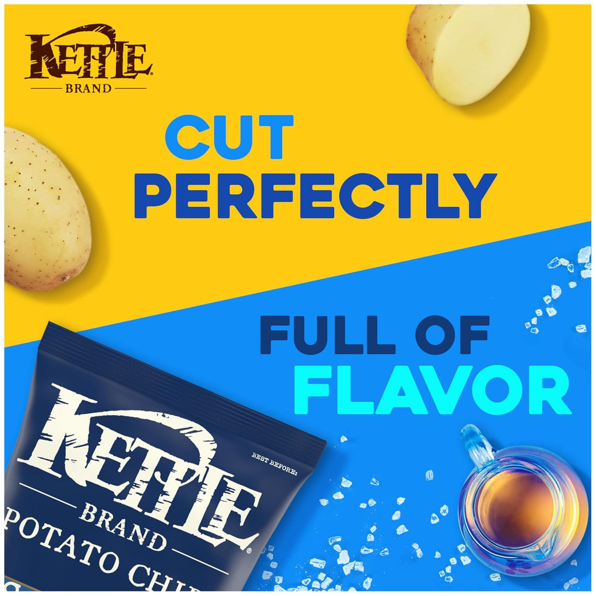 Kettle Brand Sea Salt and Vinegar Kettle Potato Chips, Gluten-Free, Non-GMO, 7.5 oz Bag