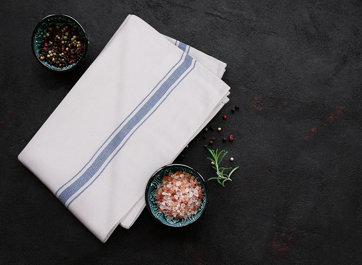 Utopia Towels Blue Dish Towels [12 Pack - 15 x 25 Inches] 100% Ring Spun Cotton Highly Absorbent & Reusable Cleaning Bar, Tea, Kitchen and Dishcloths Set - 200 GSM