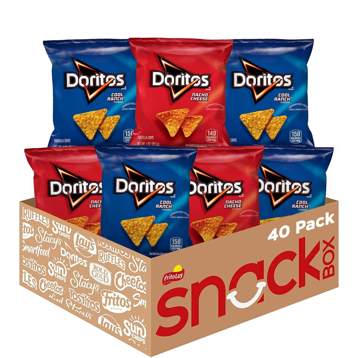 Doritos Flavored Tortilla Chips, Favorites Variety Pack (Nacho Cheese and Cool Ranch), 1 Ounce (Pack of 40)