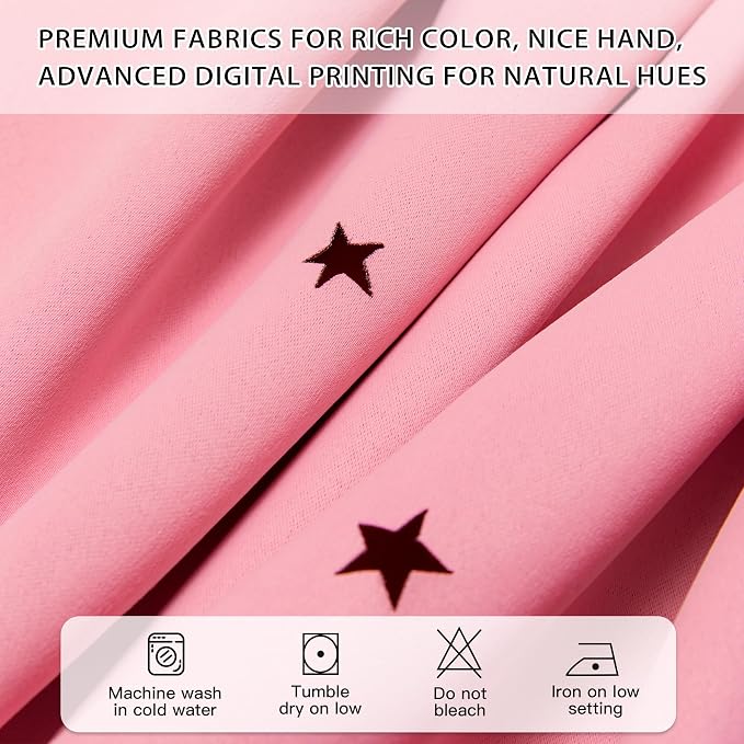XiDi Pink Curtains for Bedroom, Girls Room Blackout Curtains, Kids Room