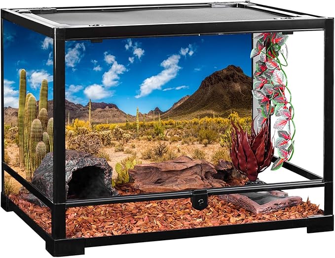 AWERT 72x18 inches Reptile Habitat Background Blue Sky Oasis Cactus Desert Terrarium Background Vinyl