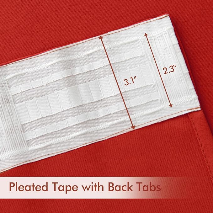 MIULEE Christmas Red Back Tab Blackout Curtains 108 Inch Long 2 Panels Set