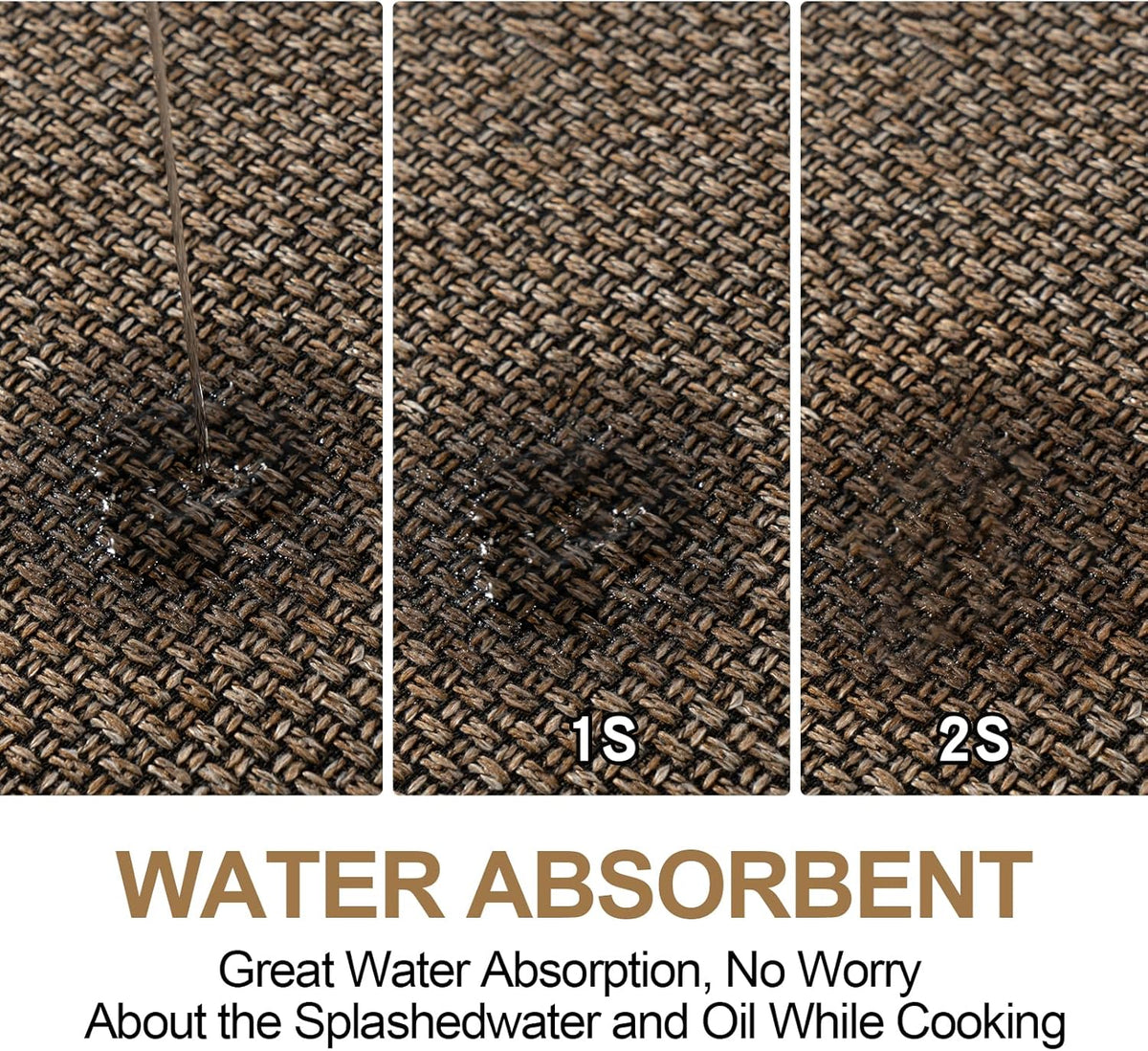 Kitchen Mat Set of 2 PCS, Cushioned Non Slip Rugs for Kitchen Floor, Absorbent Runner Comfort Standing Mats Washable for Kitchen, Office, Home (Brown, 17.3"x47"+17.3"x30")