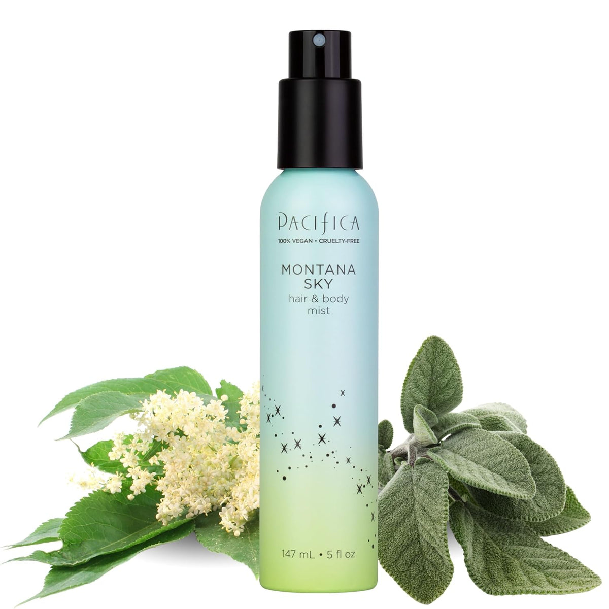 Pacifica Hair Mist Perfume & Full Body Spray for Women - Montana Sky Body Mist Fragrance w/Cedarwood, Elderflower, Black Pepper, Sage & Sandalwood Clean Beauty Alcohol-Free, Vegan & Cruelty-Free 5 oz