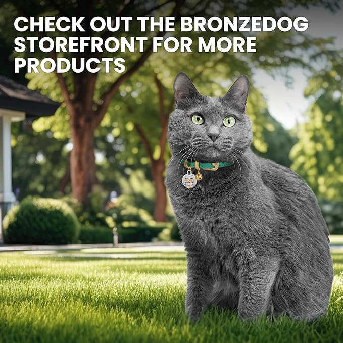 BRONZEDOG Leather Cat Collar with Removable Bells Non Breakaway Kitten QR Tag for Girl Boy (7" - 9" for Cats, Light Brown & Gold)