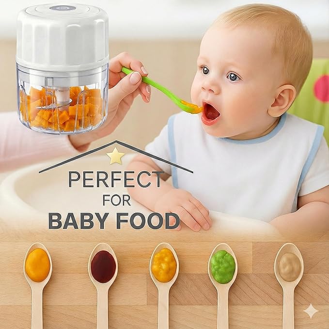 Electric Garlic Chopper, 250ML Portable Cordless Mini Food Processor, USB Rechargeable Vegetable Chopper Blender for Nuts Chili Onion Minced Meat Baby Food and Spices, BPA-Free (White)
