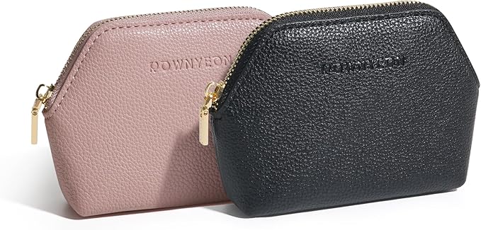 ROWNYEON Small Makeup Bag for Purse, Mini Portable Cosmetic Bags for Women, PU Leather Coin Purse Lipstick Cosmetic Accessories Organizer, Travel Makeup Pouch Zipper Pouch for Men Women