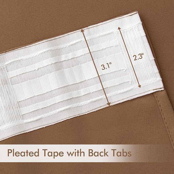 MIULEE Back Tab Blackout Curtains 90 Inch Long 2 Panels Set