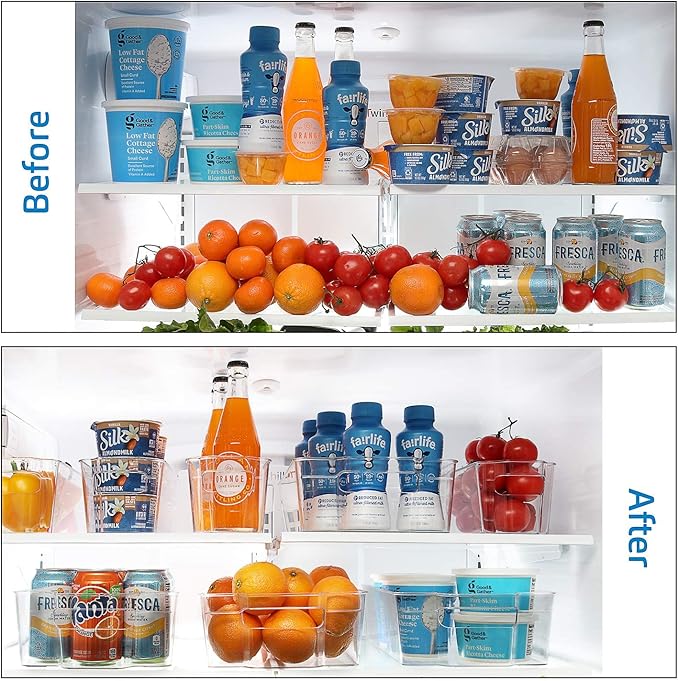 Fridge Organizer - 6 Pieces refrigerator organizer bins - Pantry Organization and Storage for Fridge & Refrigerator- BPA Free Freezer Organizer Bins