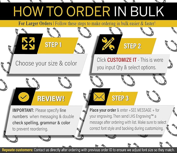 Personalized Horse Stall Name Plates, 2x6 Horse Stall Signs with Adhesive, All Weather UV Protected, Brushed Copper Pattern Plastic Black Letters - Made in USA - M5