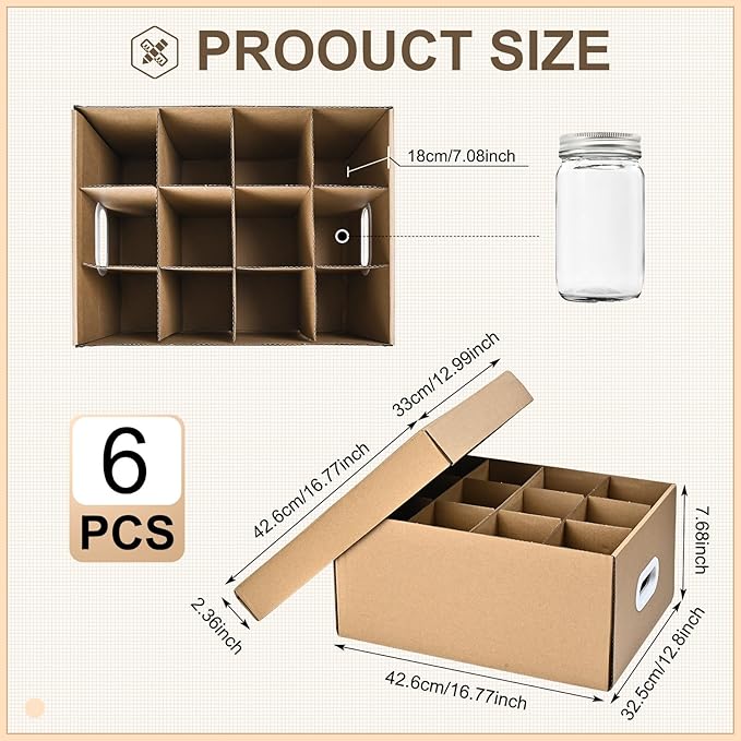 6 Pcs Canning Jar Storage,Fits 32 oz Jars Regular or Wide Mouth Canning Jar Storage,12 Cells, Mason Jar Organizer.
